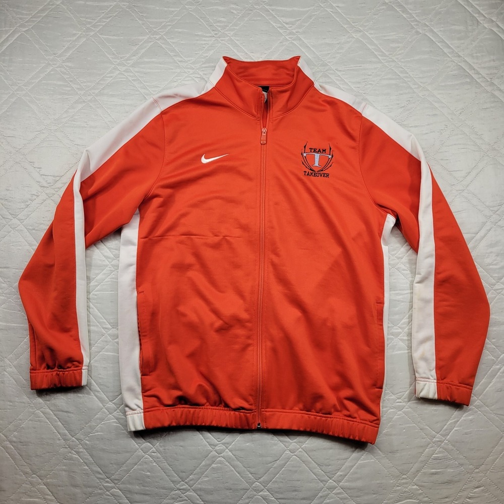 Nike Dri-Fit‎ Team Takeover orange and white full zip jacket size XL
